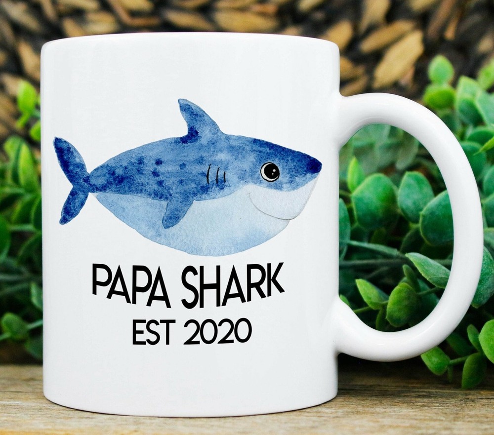 Papa Shark Mug Personalized Gift For Him Custom Papa Mugs Fathers Day Gift For