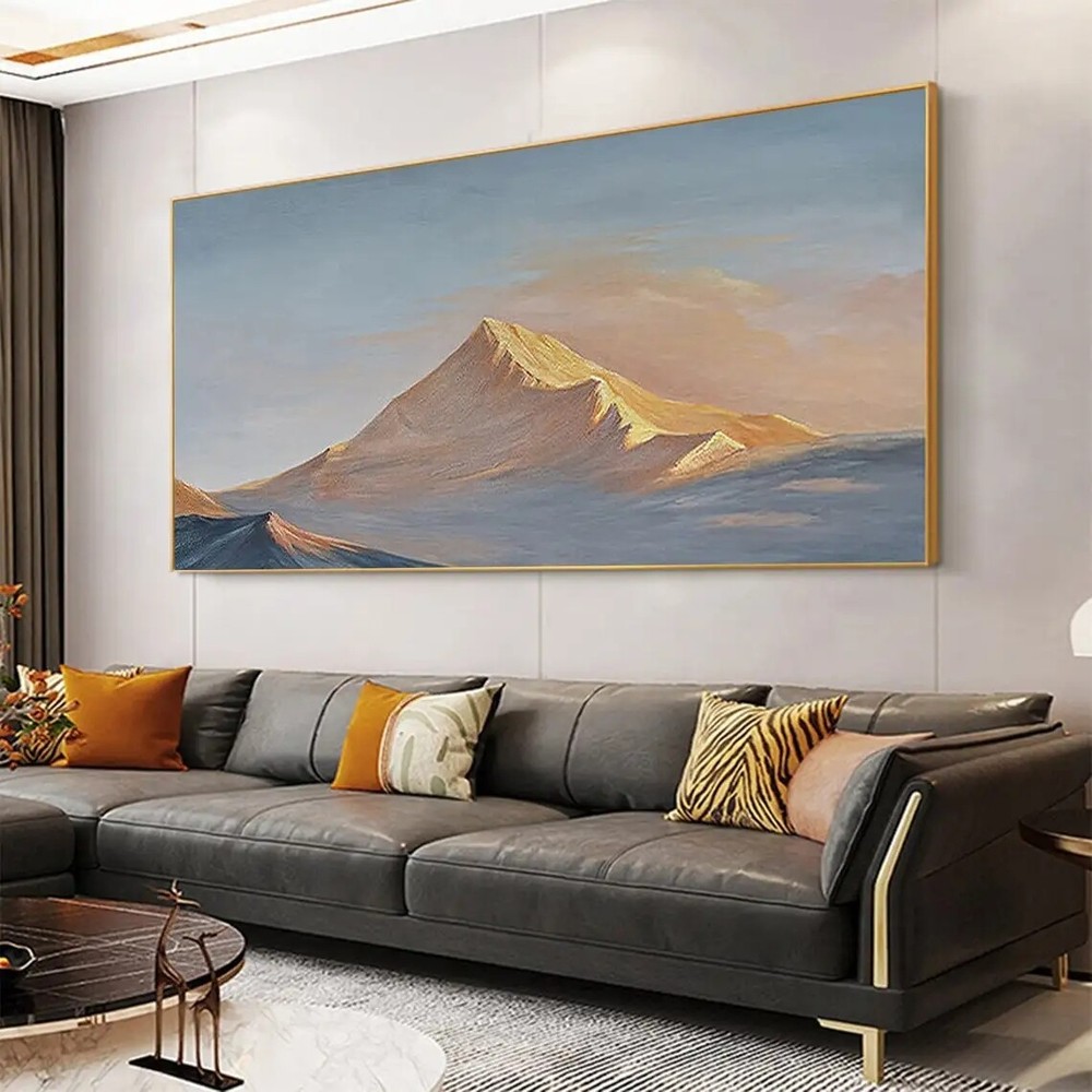 Abstract Mountain Sunset Hand Painted Oil Canvas Nature Landscape Art