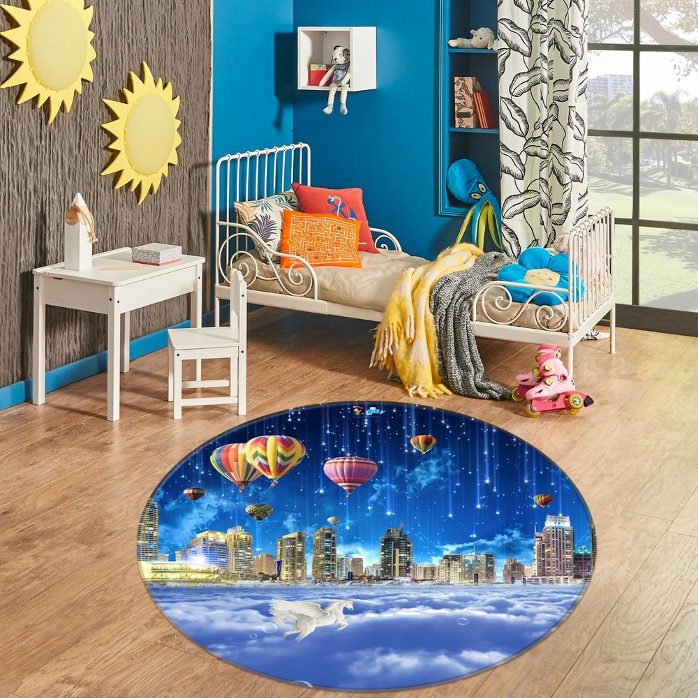 3D City Building Balloon NAO9906 Game Rug Mat Elegant Photo Carpet Mat Fay