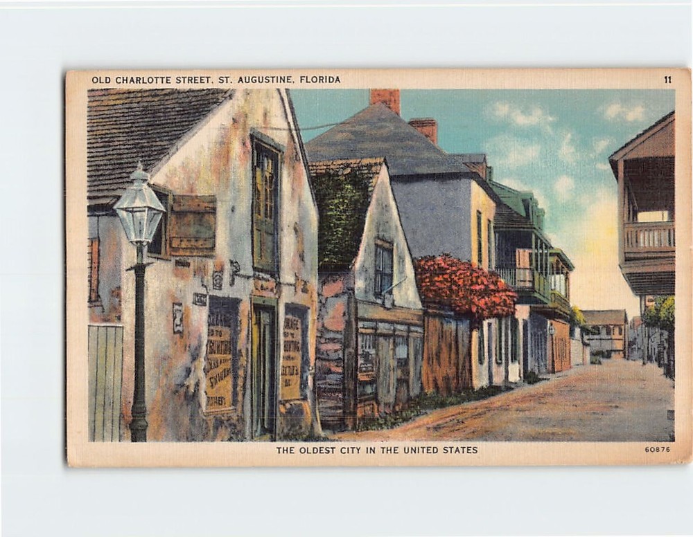 Postcard Old Charlotte Street St. Augustine Florida USA