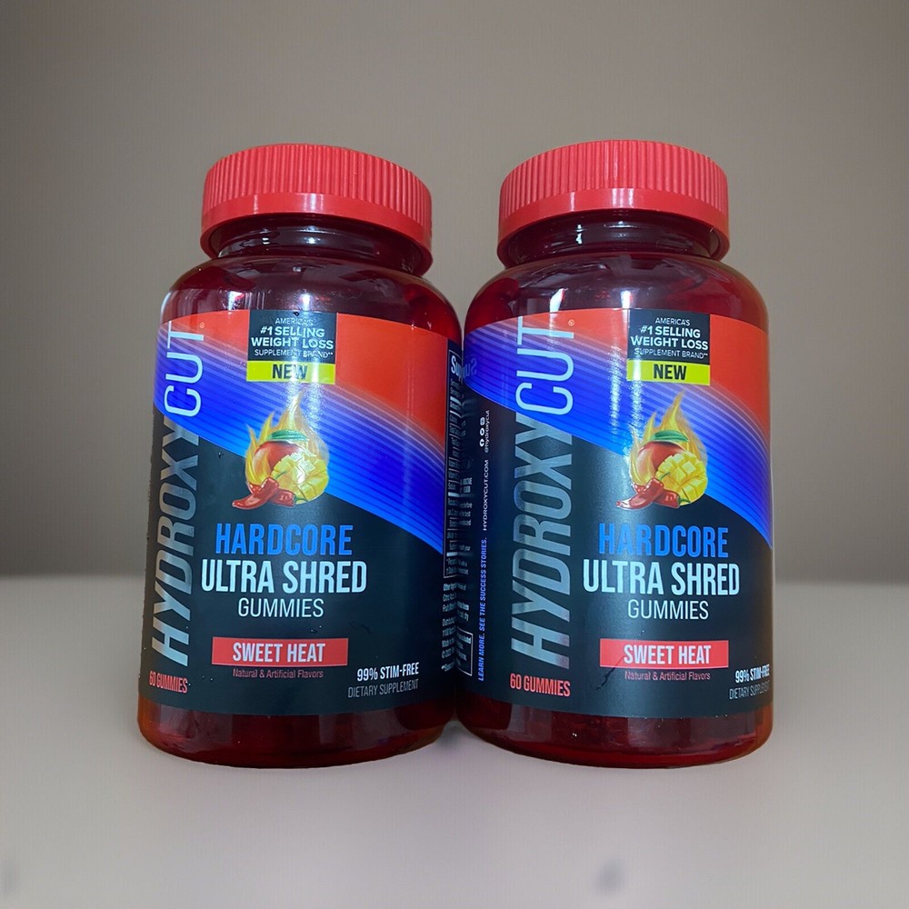 2 Pack Hydroxycut Hardcore Ultra Shred Gummies Sweet Heat 60 Ct Exp 11/2025