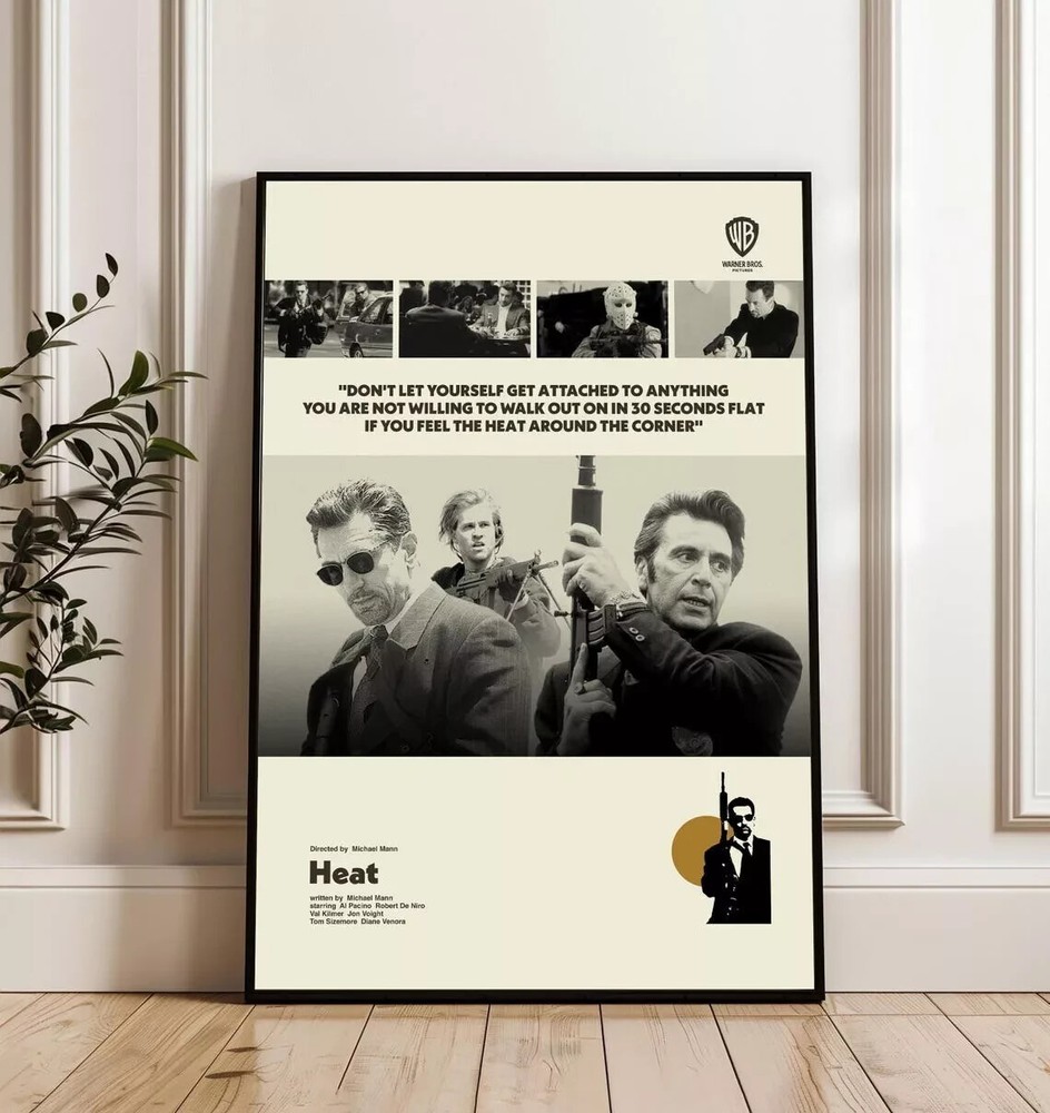Vintage HEAT 1995 Movie Poster Mid-Century Modern Style