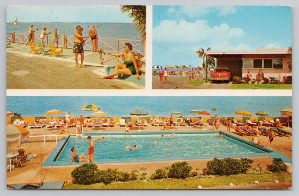 Treasure Isle Motel Miami Beach Florida FL Postcard 1956 Chrome