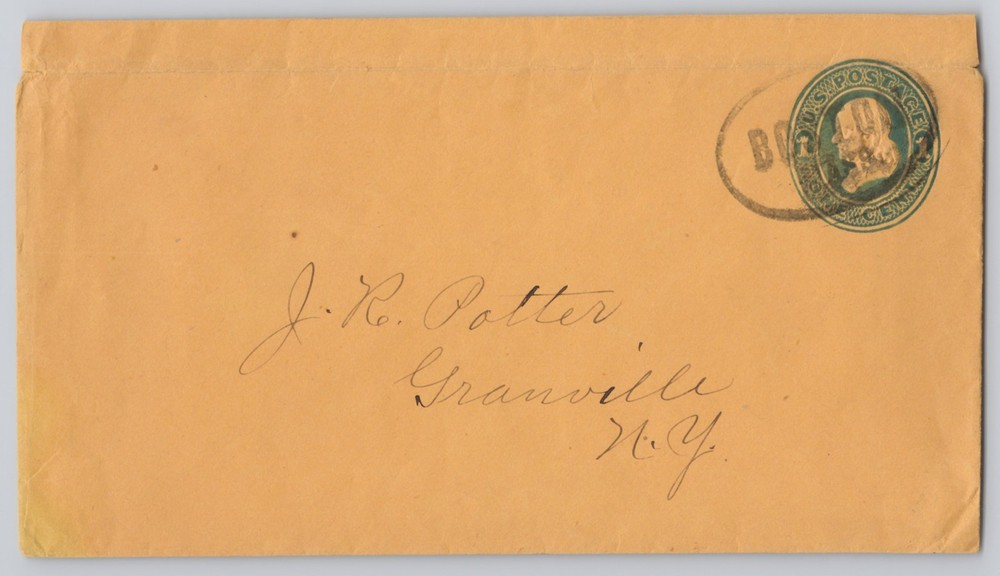 Granville, NY — U.S. Postal Stationery Envelope, Green Indicia with Nov 30