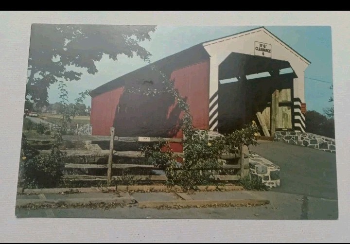 Amish Country Covered Bridge Lancaster PA Vintage Postcard