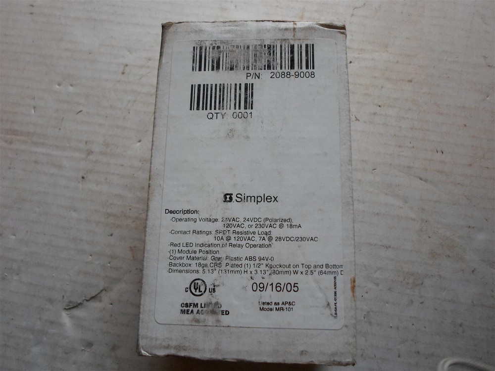 Simplex 2088-9008 Relay New minor scratches from handling. Unused