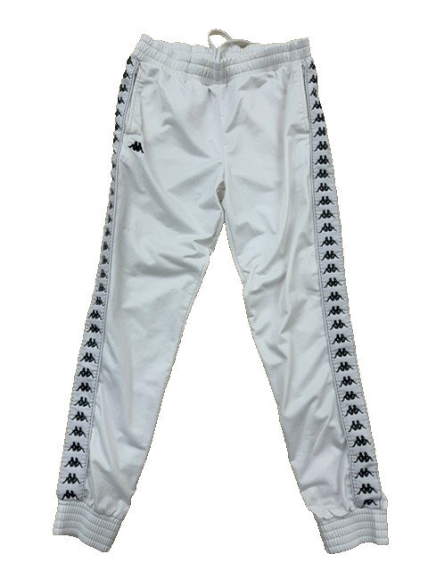 Kappa Men's White Track Pants M Tapered Athletic Drawstring