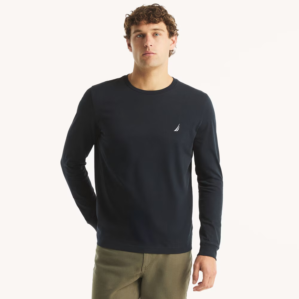 NAUTICA Men’s Long Sleeve T-Shirt Navy Anchor Logo Large NEW