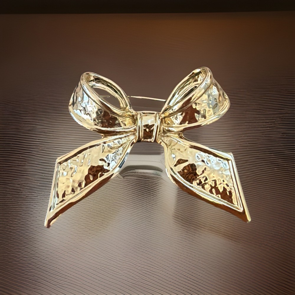 Vintage Beautiful Gold Bow Brooch Pin