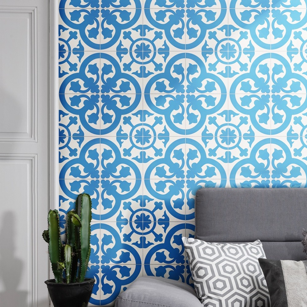 Handmade Melah Blue and White 8x8 Tile 12-Pack