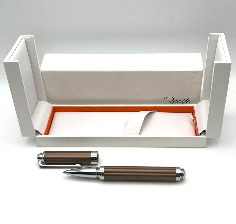 Recife Rollerball Pen in Box Paris Brown Ink Insert Screw Off Top