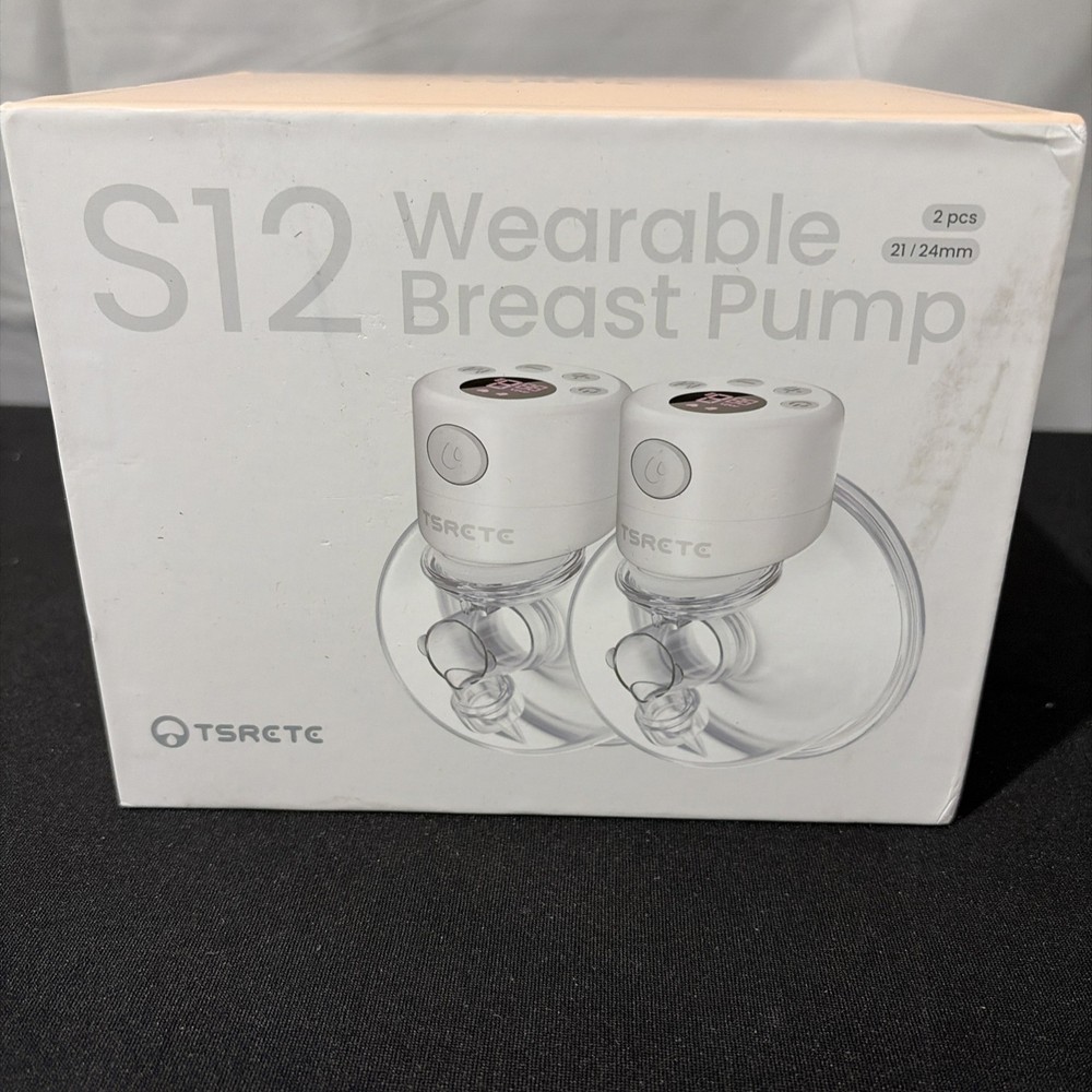 TSRETE S12 Wearable Hands-free Double Electric Breast Pump 24mm White