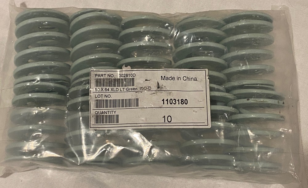 (Lot of 10) RAYMOND Die Spring 302810D, ISO D, 50mm x 64mm, U Light Duty 44U912