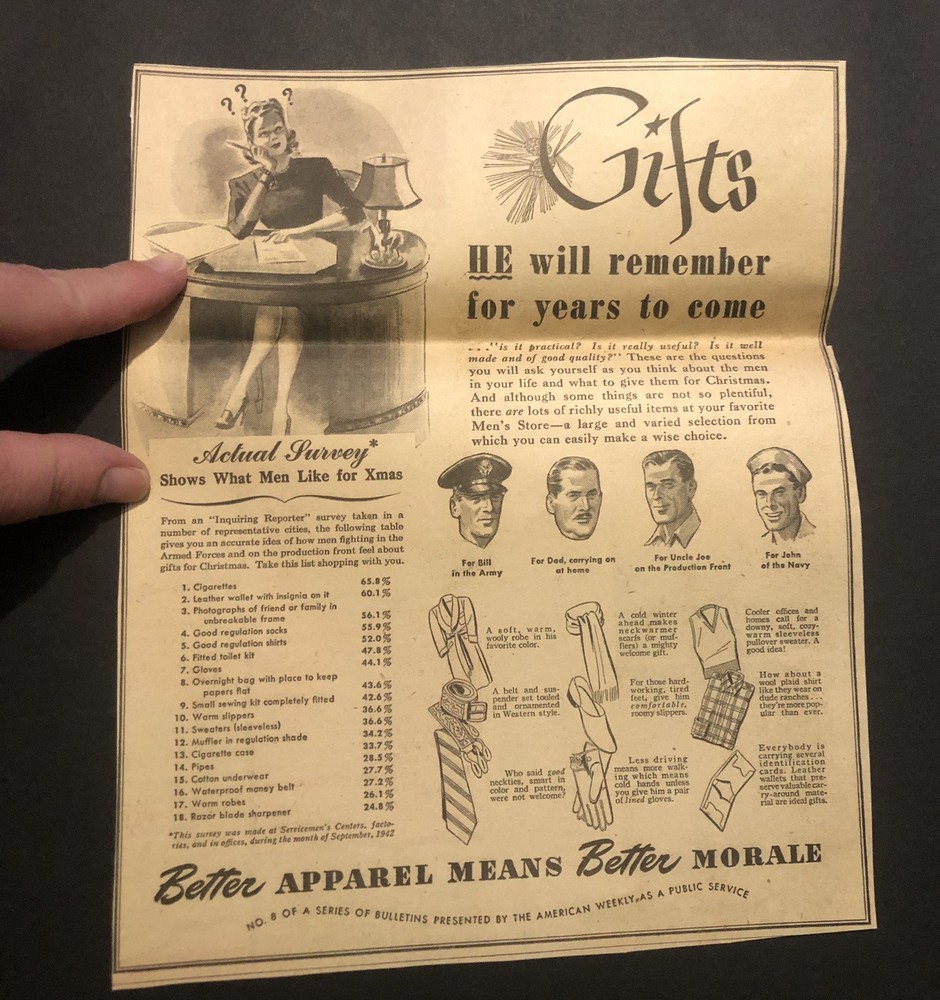 Vintage Christmas Gift Ideas American Weekly Newspaper Ad 0C26