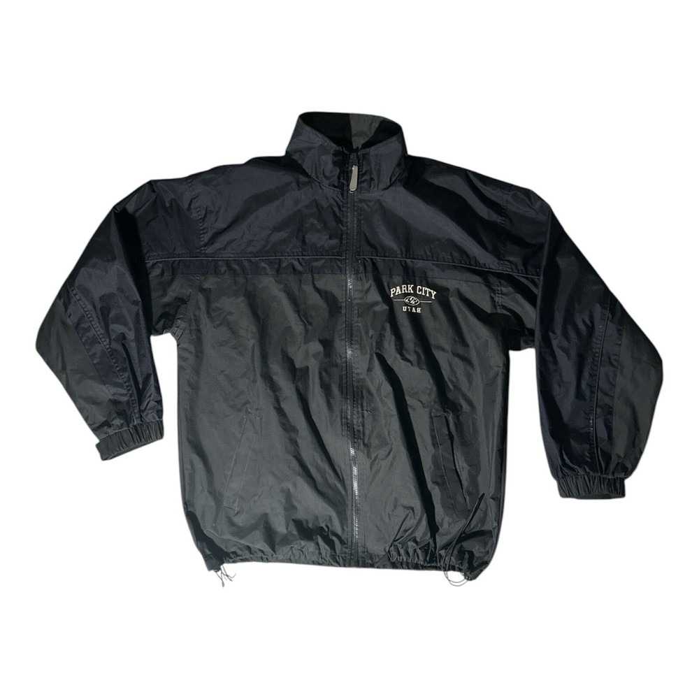 Vintage Gray Fleece Full Zip Windbreaker Jacket for Men Large Park City Utah