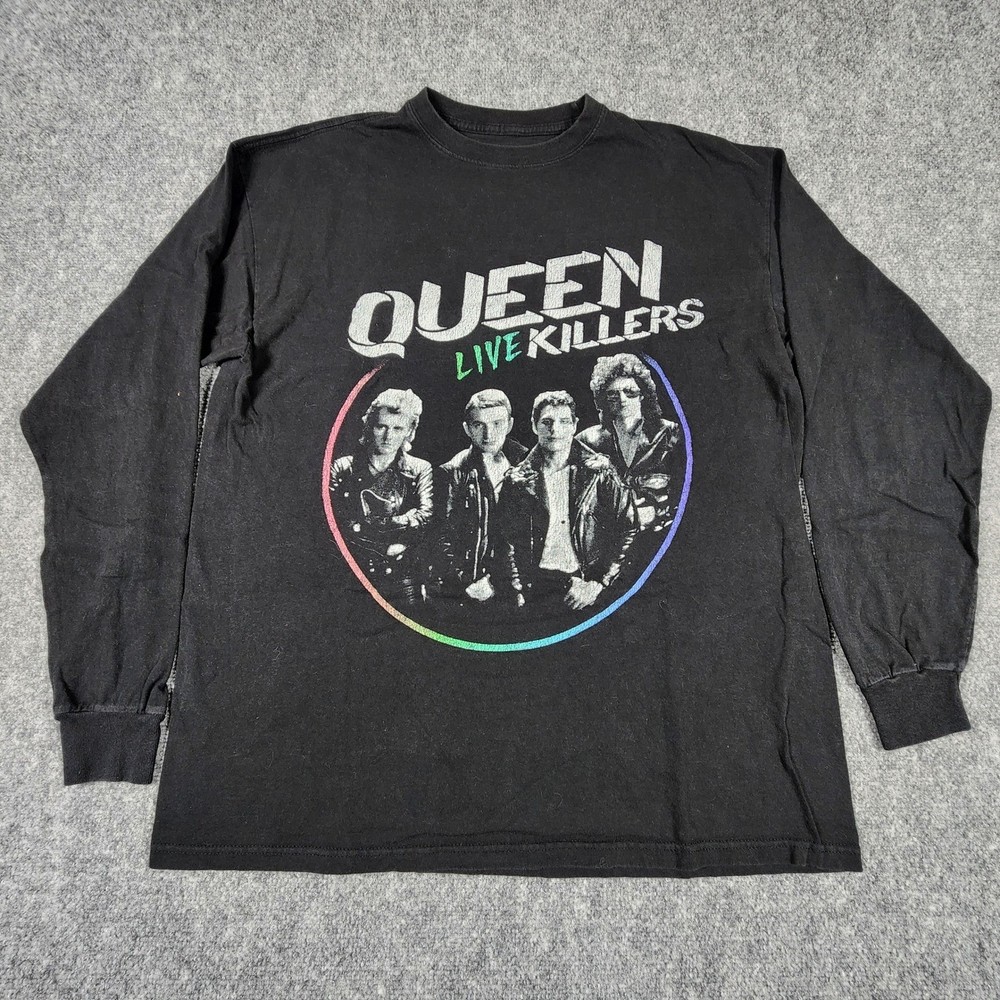 Queen Live Killers Long Sleeve Graphic T-Shirt Mens Large Black Rock Band Tee