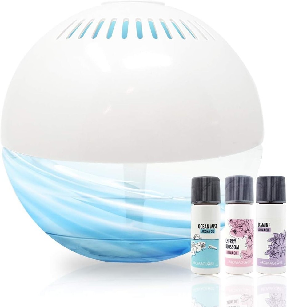 Compact Aroma Globe Air Revitalizer with Calming LED & Scented Oils - 700 sq ft