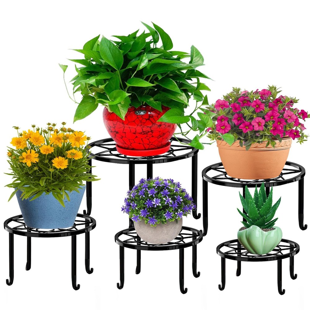 5 Pack Metal Plant Stands,Heavy Duty Potted Holder for Flower Pot,Indoor Outd...