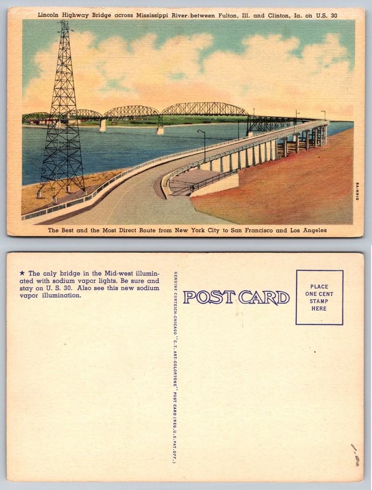 Lincoln Highway Bridge Mississippi River Fulton IL Clinton IA U.S. 30 Colortone