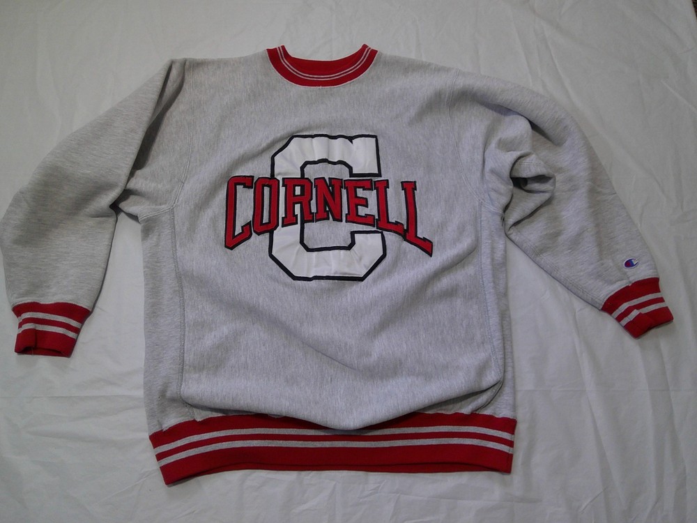 Vtg 80's CHAMPION Reverse Weave CORNELL Gray & Red Crewneck Sweatshirt Sz XL USA