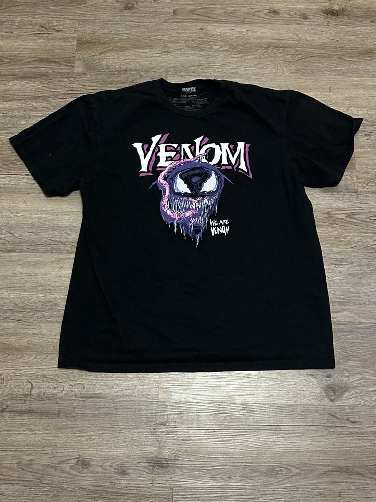 Marvel Venom T-Shirt Mens Large Black Graphic Print Short Sleeve Cotton