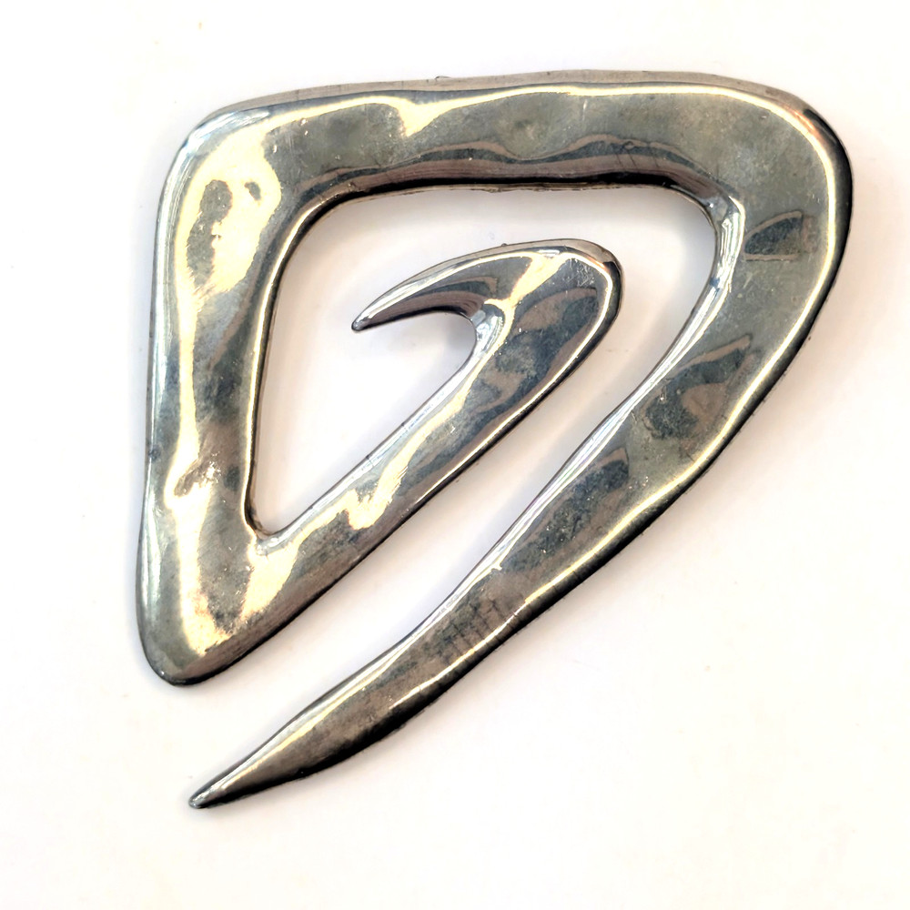 M.J. Ent Vintage Silver Tone Openwork Modernist Brooch Sculptural Pin