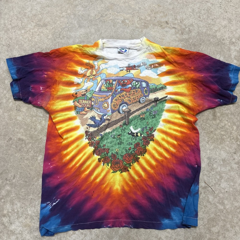 Grateful Dead 1994 Summer Tour Vintage Tie Dye T-Shirt Size XL Liquid Blue