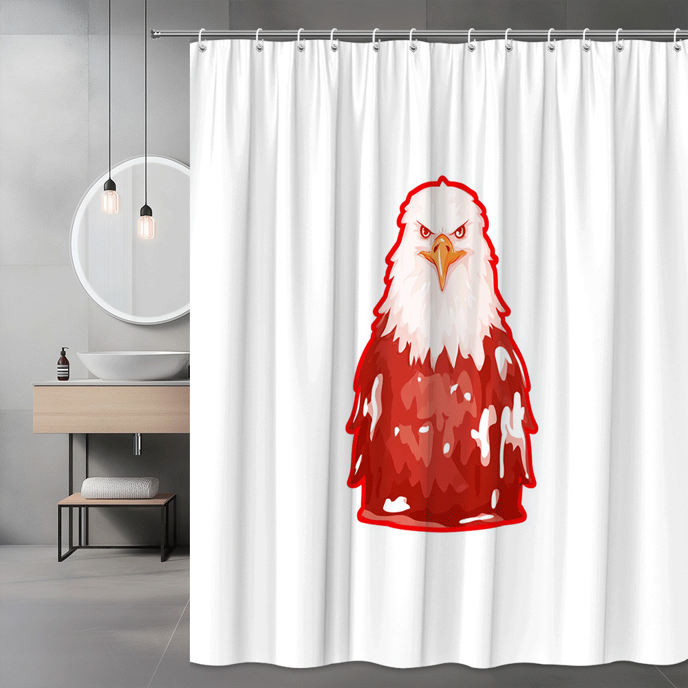 Red Eagle Graphic Shower Curtain, White Background, Bird Print