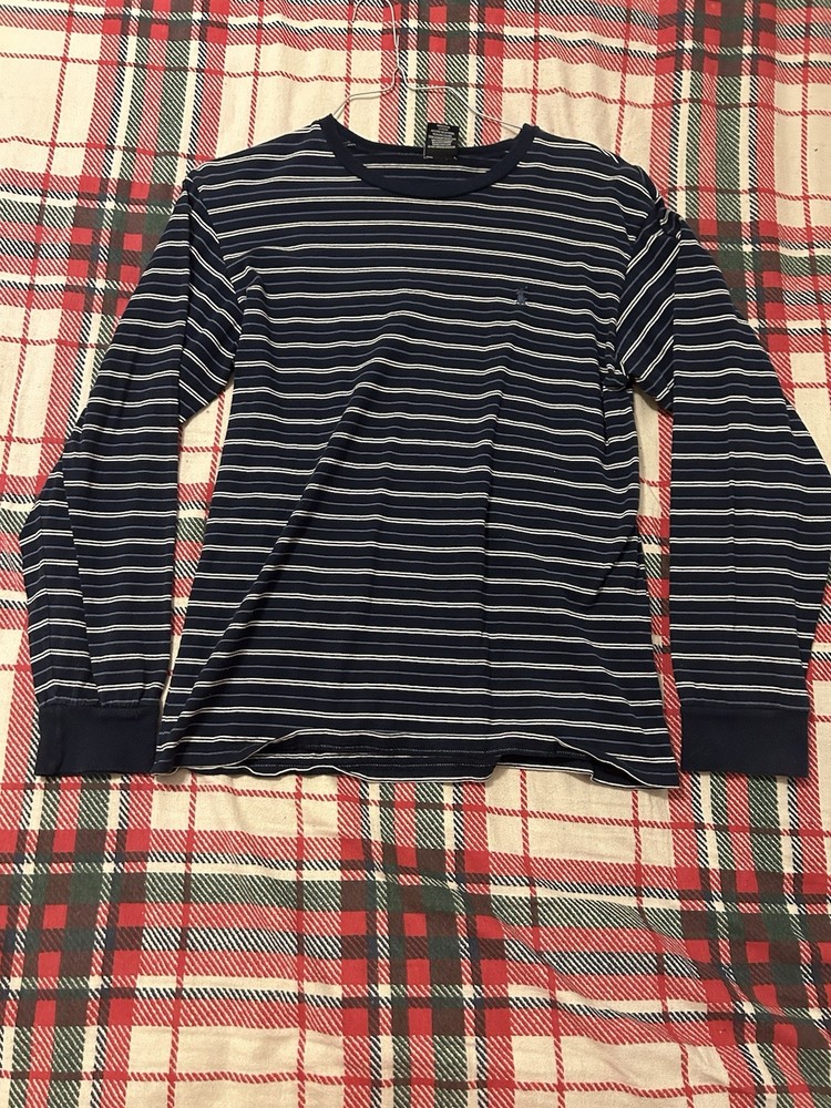 Polo jeans co. Ralph Lauren Men's XL Shirt Blue Striped  Pull Over Long Sleeve