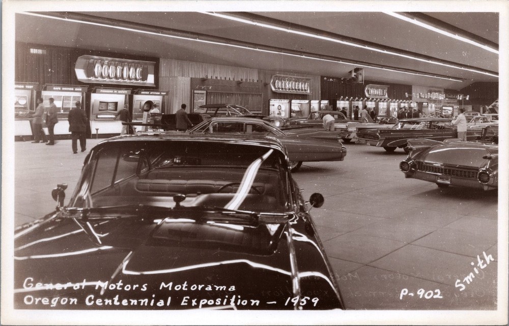 1959 RPPC General Motors Motorama Oregon Centennial Exposition Car Show
