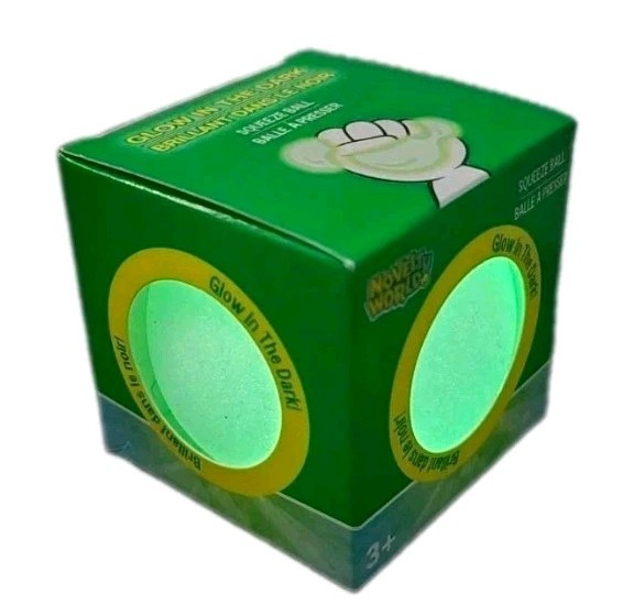 Glow In The Dark Squeeze Ball Novelty World Squishy Round Fidget Stress Reliever