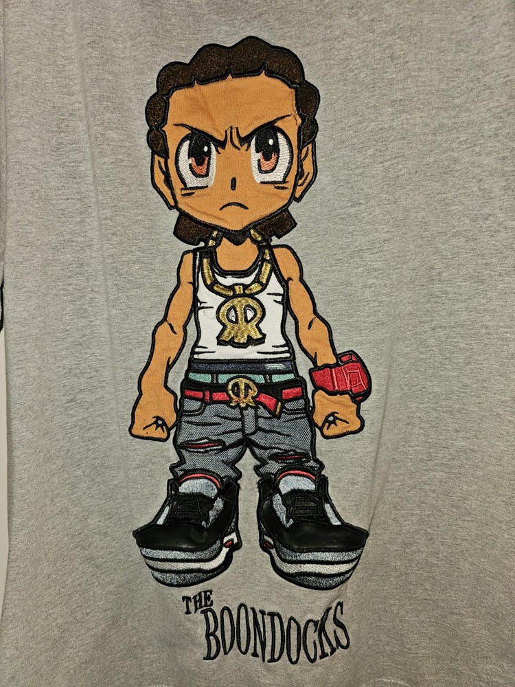 The Boondocks Riley Freeman Xl Mens Gray Embroidered Logo Short Sleeve Tshirt