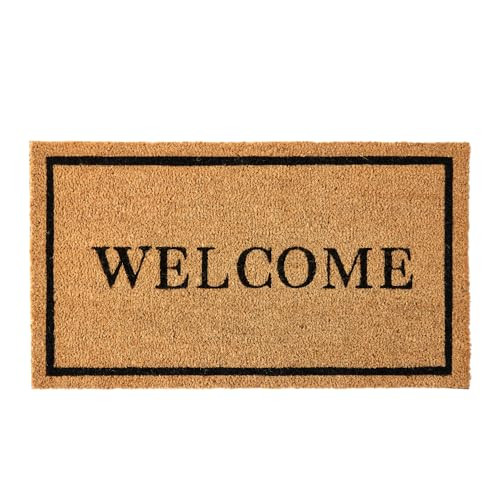 Coco Coir Door Mat with Heavy Duty Backing, Welcome Doormat (17