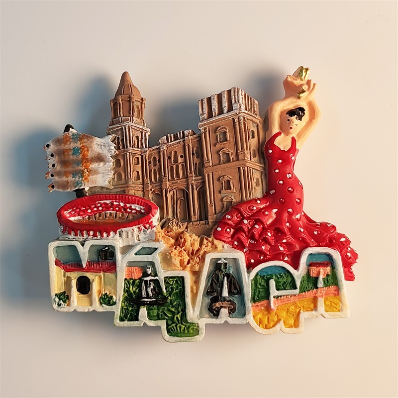 Spain Malaga Collectible Tourist Tourism Souvenir 3D Resin Fridge Magnets Craft