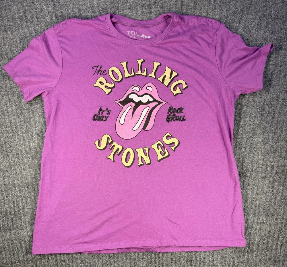 The Rolling Stones T Shirt Women's Size Large Concert Tour Band Music  Purple