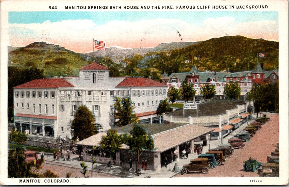 Colorado CO Manitou Springs Bath House Pike Cliff House Postcard Old Vintage PC