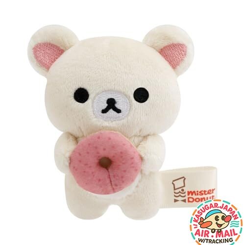 San-X Rilakkuma x Mister Donut Mini Plush Korilakkuma Strawberry Ring fm Japan