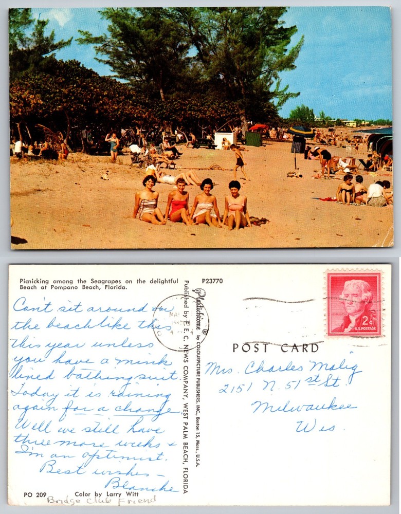 Beach Pompano Beach Florida Postcard