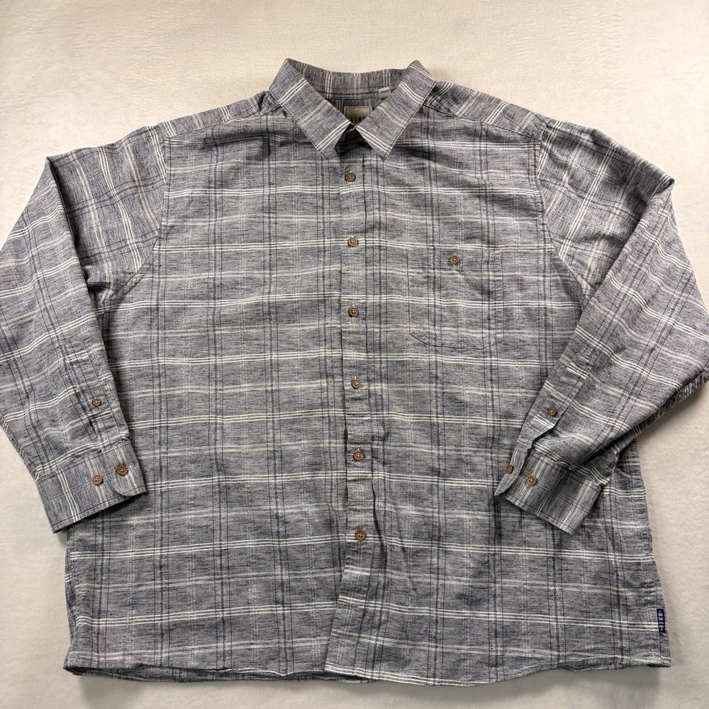 ROWM Men's Size 2XLB Long Sleeve Glen Check Blue Casual Button Down Shirt