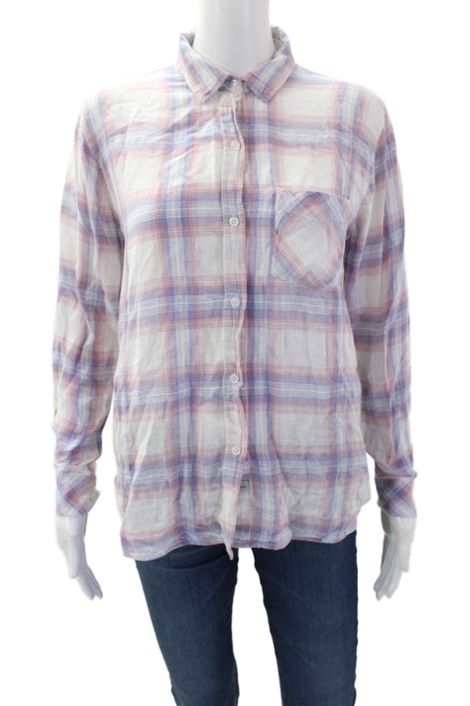 Rails Women's Collared Long Sleeves Button Down Multicolor Plaid Shirt Sz SFree Shipping in US $100+ Orders | $6.95 Orders Below
