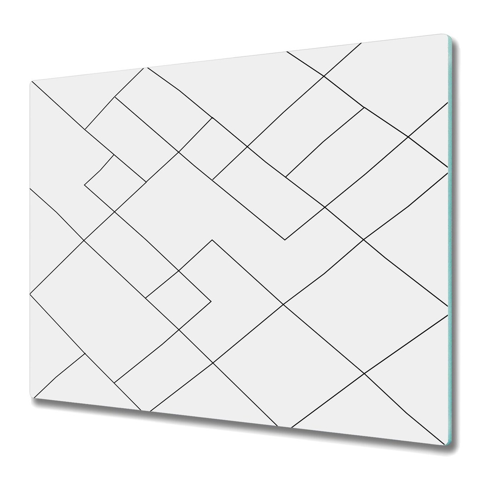 Glass Surface Protector Worktop Saver Diagonal thin lines grey and black 60x52