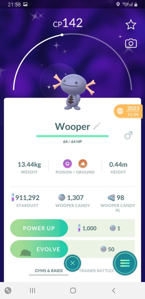 Shiny Paldean Wooper on Pokémon Go 30-day trade or registered account