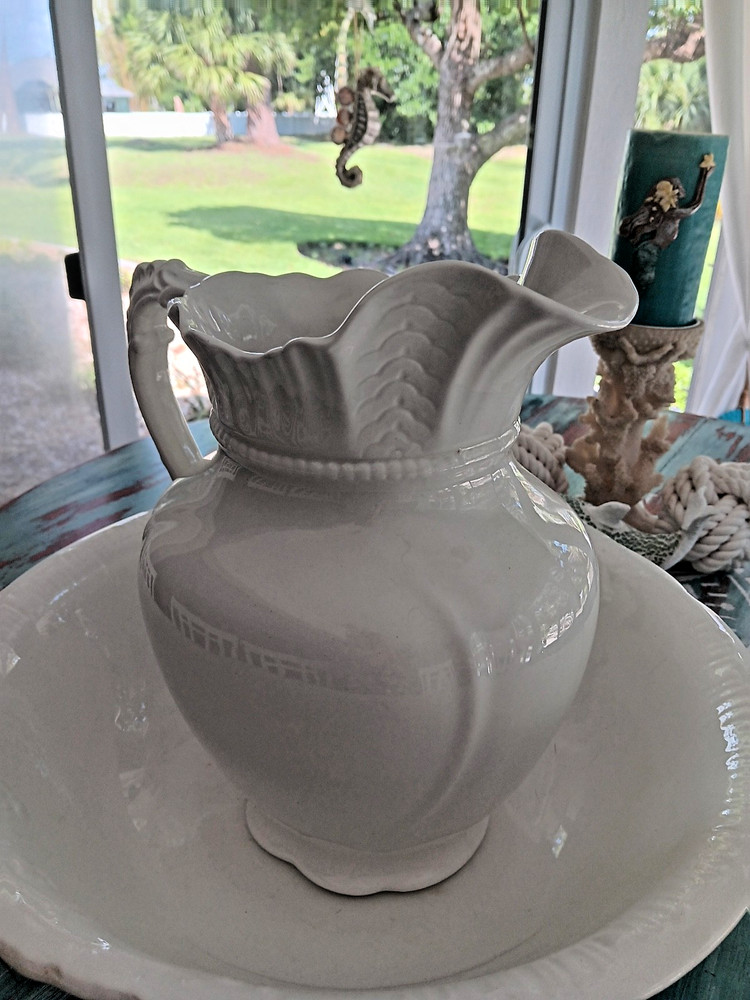 Antique Alfred Meakin Ltd Ironstone Large Pitcher & Bowl LOVELY!