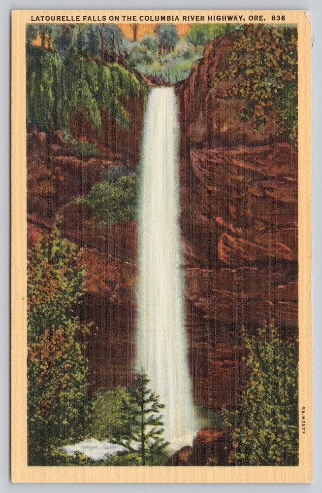 Vintage Linen Postcard Latourelle Falls Columbia River Highway Oregon