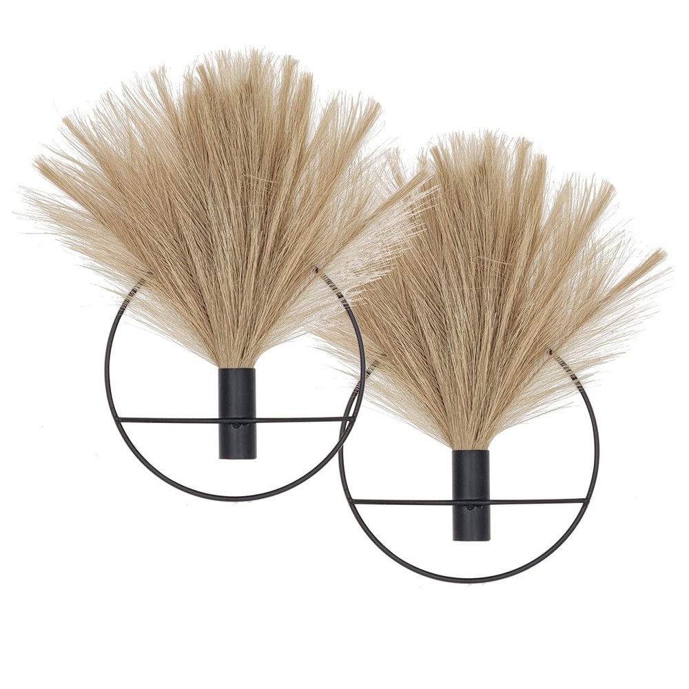 Boho Wall Decor, Wall-Mounted Metal Art, Hanging Artificial Pampas Display, Livi