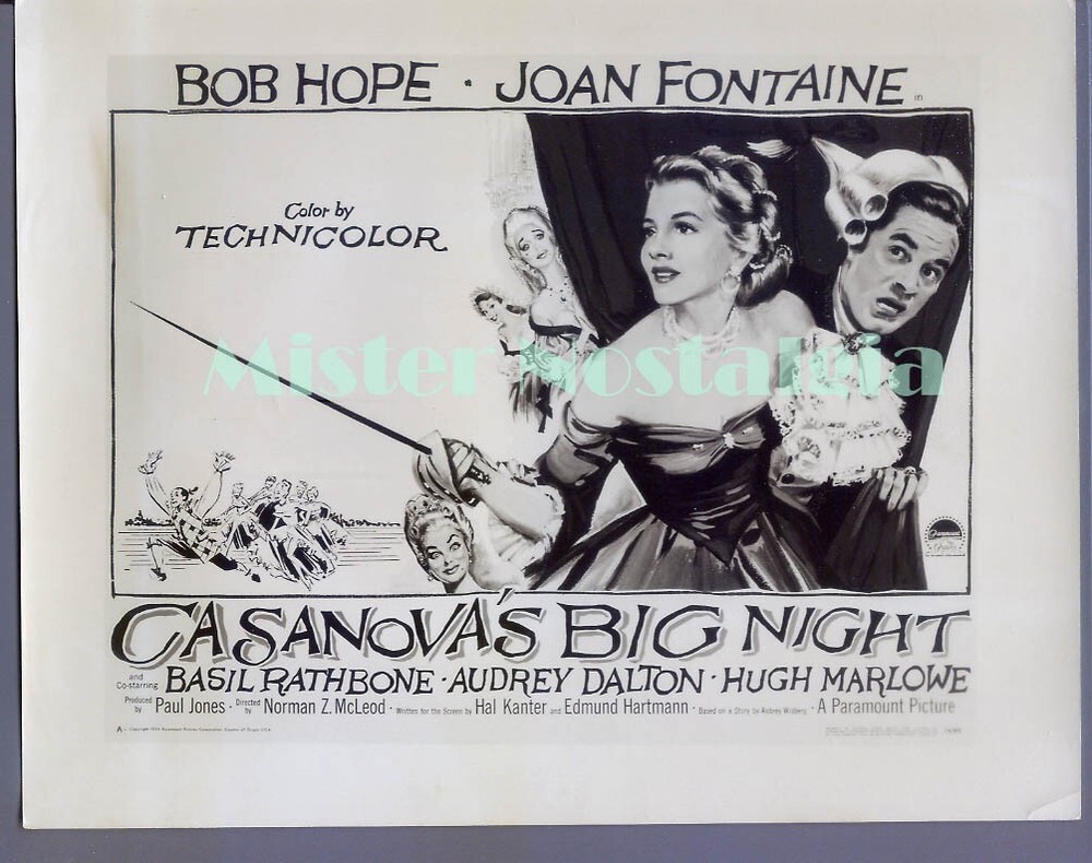 Vintage Photo 1954 Joan Fontaine Bob Hope Casanova's Big Night ad artwork #2