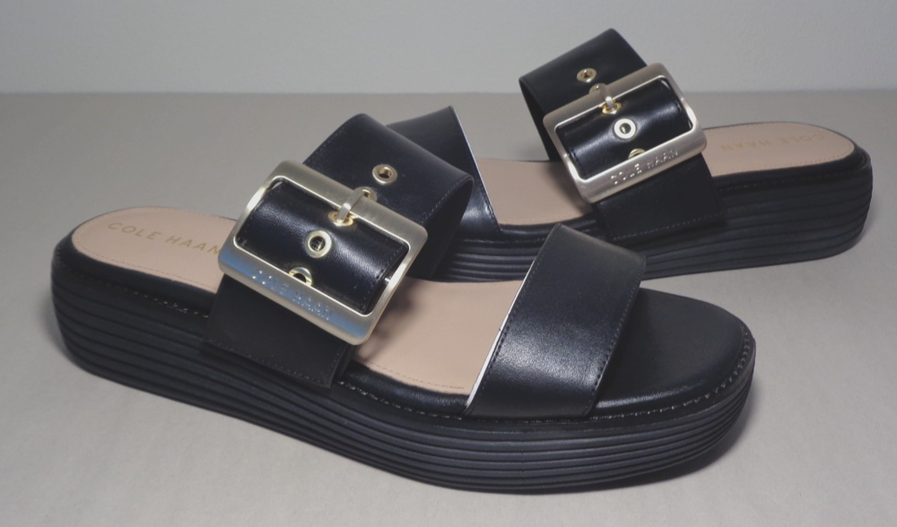 Cole Haan OriginalGrand Platform Slides Black Sandals Size 8.5 Womens Shoes New
