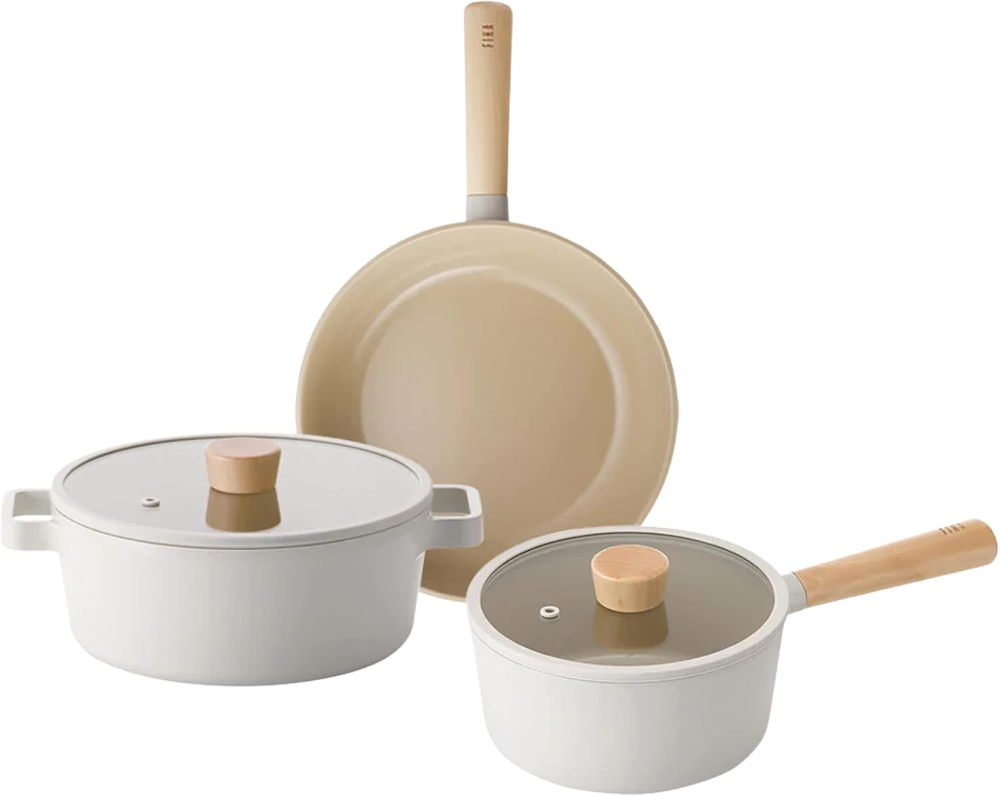 FIKA 5-Piece Ceramic Nonstick Cookware Set with Lid for Healthy Cooking