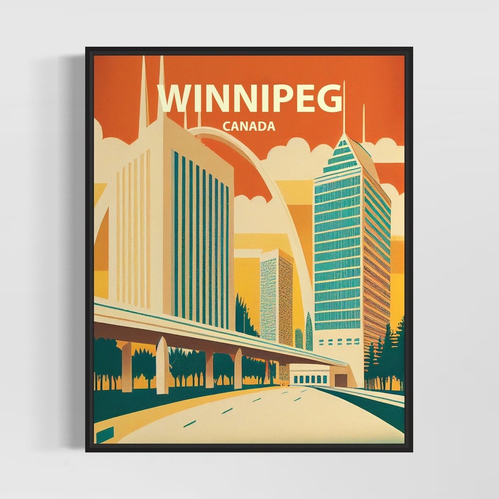 Winnipeg Canada Retro Art Print Winnipeg Wall Art Illustration Winnipeg Vintage