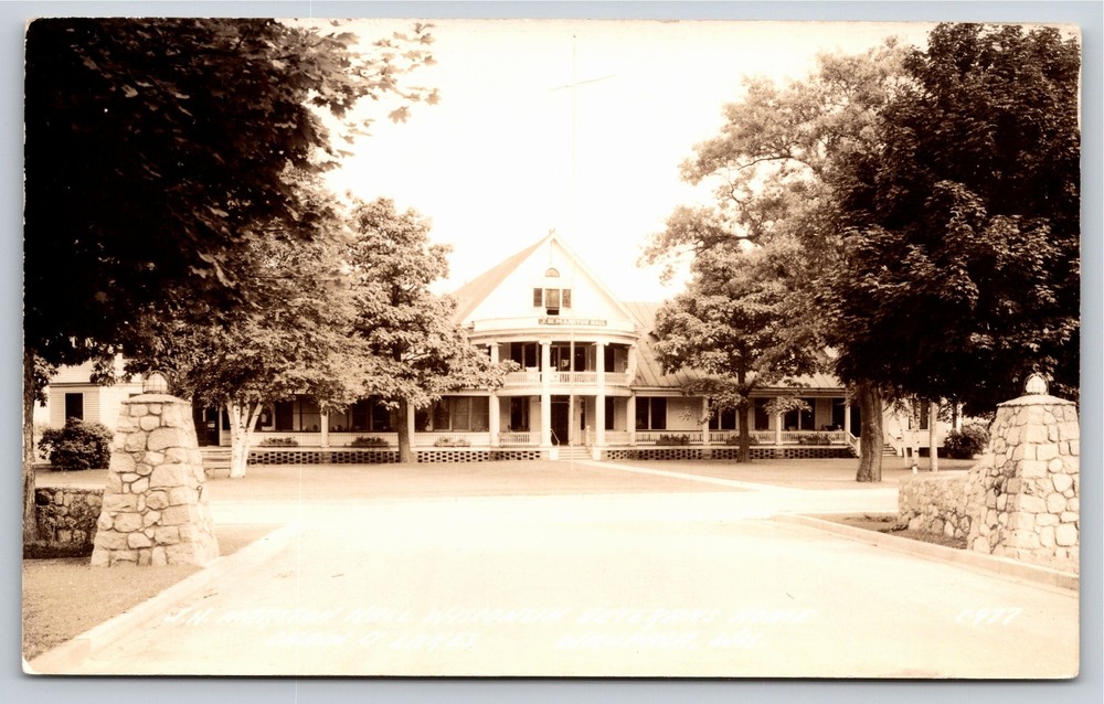 RPPC~Front of JH Manston Hall Wisconsin Veteran's Home~Real Photo Postcard